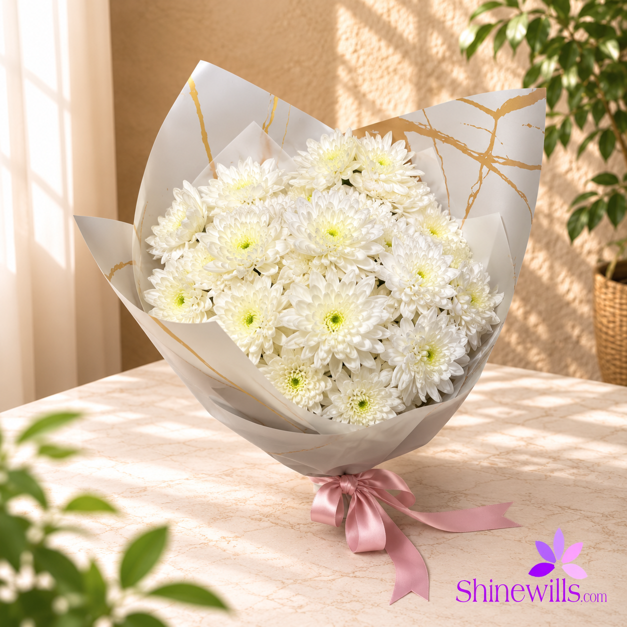 Pure White Chrysanthemum Wrap - Image 2