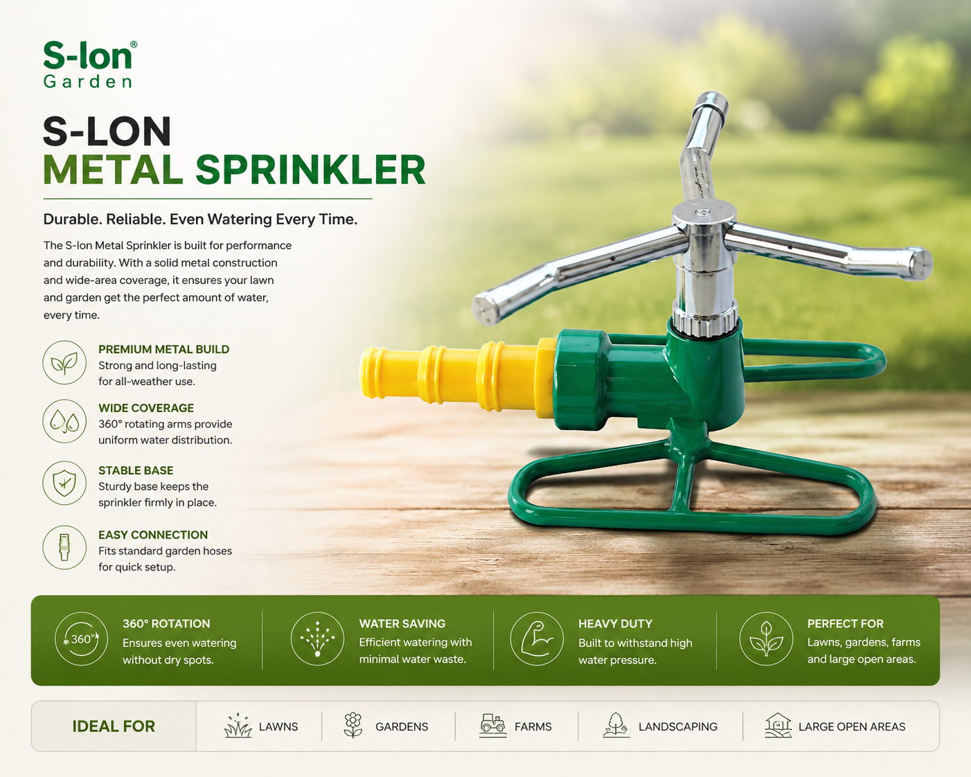 Metal Sprinkler - 360° Rotating Lawn Irrigation - Image 2