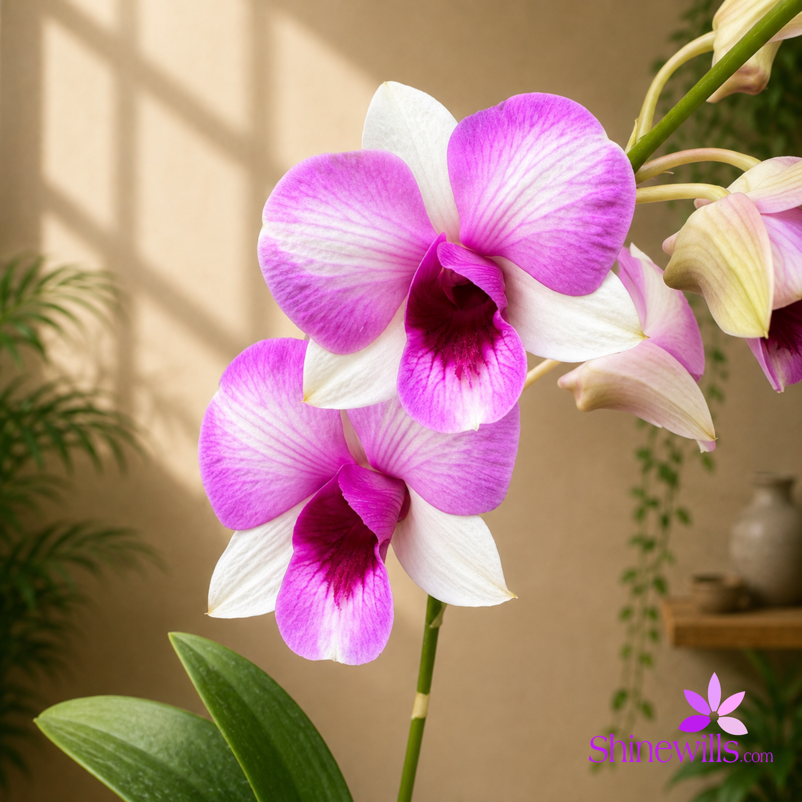 Pink & White Dendrobium Orchid - Image 4