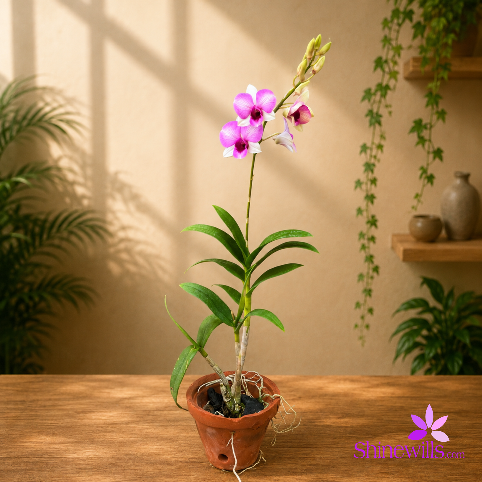Pink & White Dendrobium Orchid - Image 2