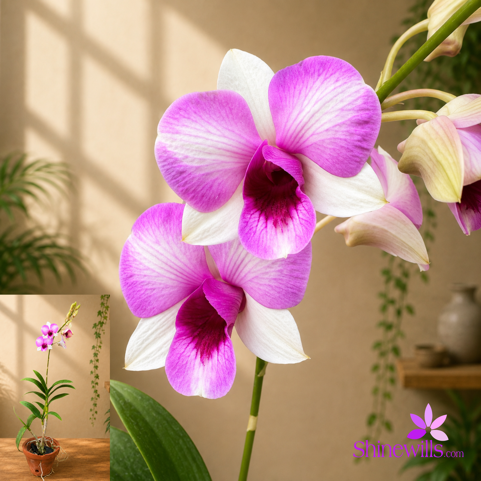 Pink & White Dendrobium Orchid