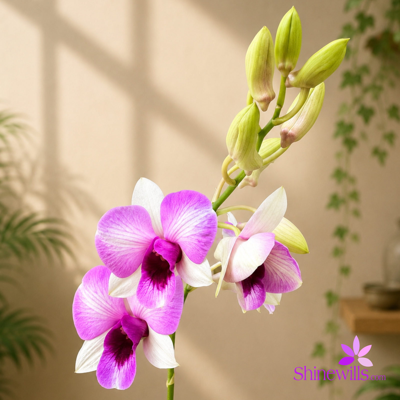 Pink & White Dendrobium Orchid - Image 3